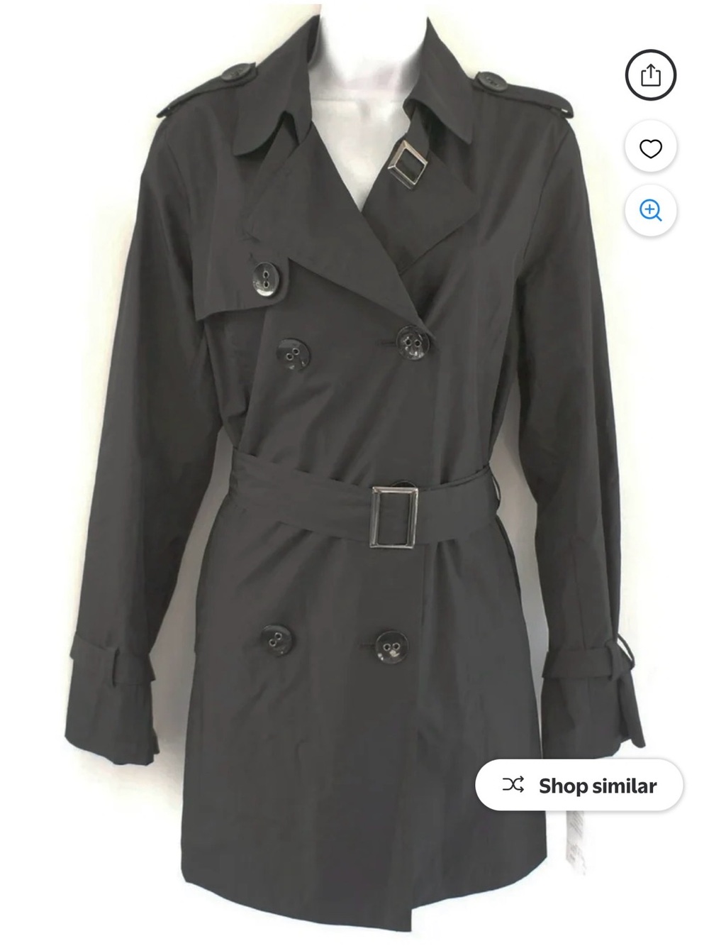 K Jordan Black Double-Breasted Trench Coat with Belt